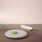 White Marble Chakla Belan with Stand - ellementry